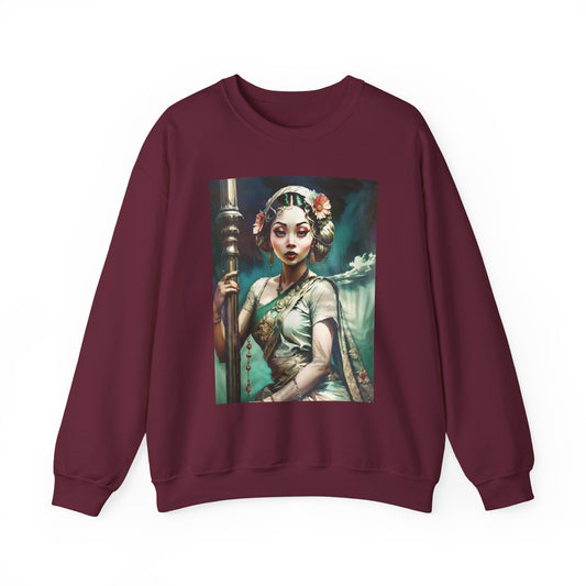 Apsara civilian holding staff Unisex Sweatshirt, Winter Pullover Jumper, Ethnic Clothing Gift, Ethnic Art Apparel, Apsara