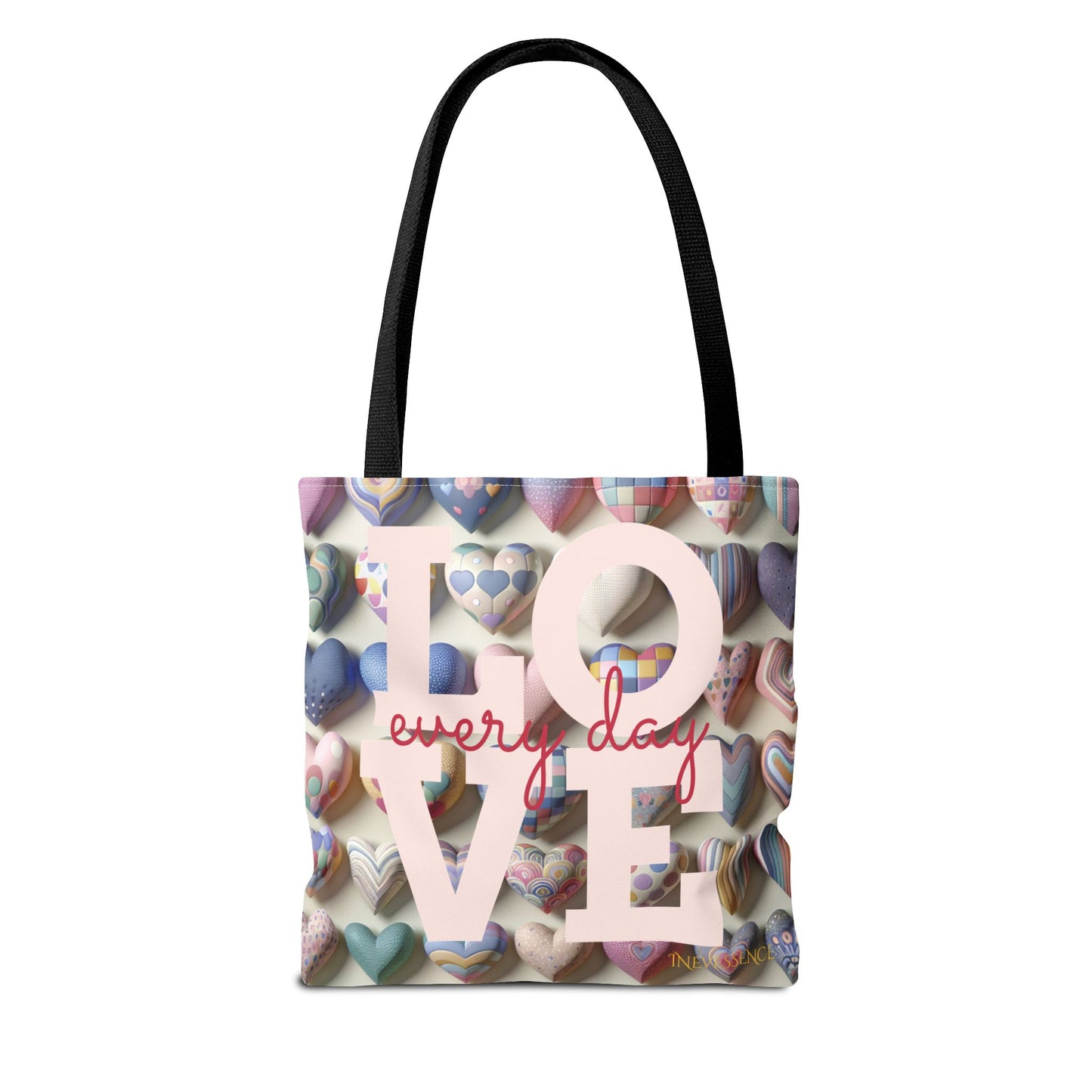 Heartfelt Love Everyday Tote Bag, Romantic Canvas Carryall, Sweetheart Shoulder Bag, Love Quote Shopping Tote, Heart Pattern Grocery Bag,