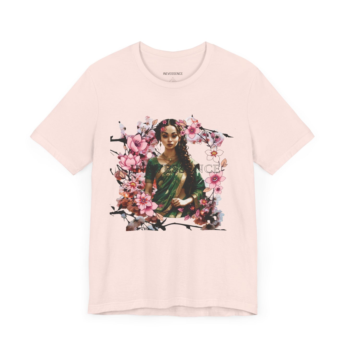 Cherry Blossom Apsara T-Shirt, Floral Tee, Unisex Short Sleeve Shirt, Spring Fashion Top, Asian Art Clothing