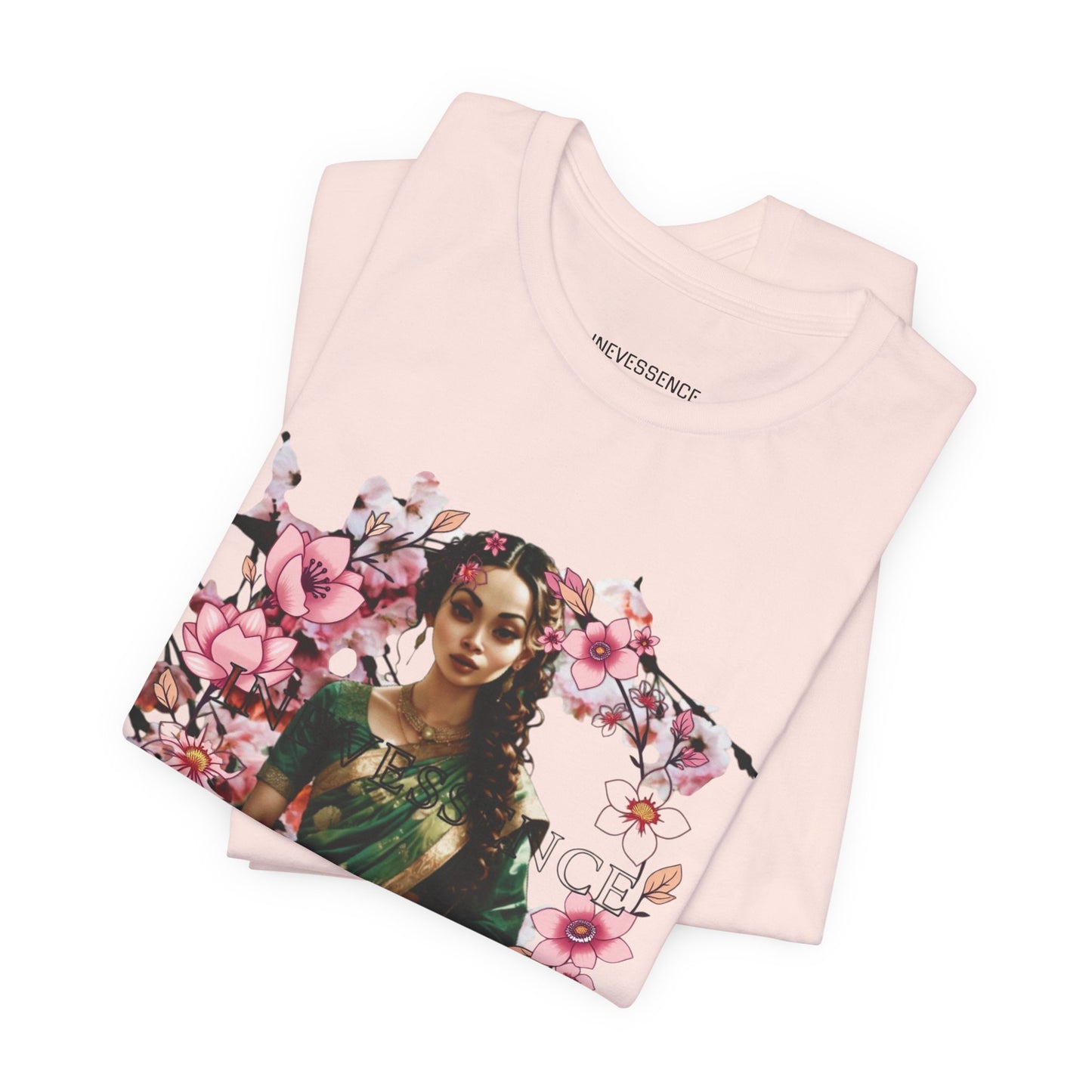 Cherry Blossom Apsara T-Shirt, Floral Tee, Unisex Short Sleeve Shirt, Spring Fashion Top, Asian Art Clothing