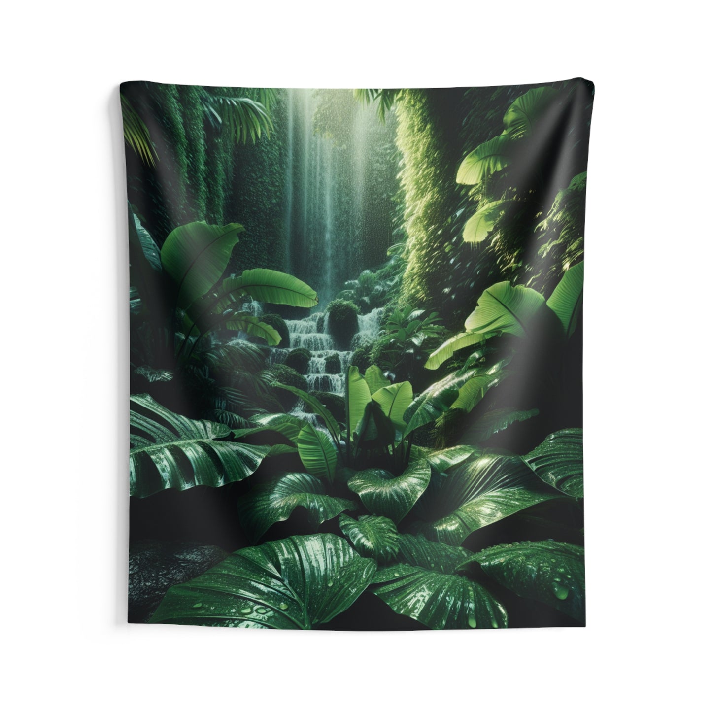 Wall Tapestries, Zen Forest Waterfall Tapestry, Meditation Room Decor, Nature Wall Hanging, Large Fabric Art, Relaxing Home Decoration, Boho