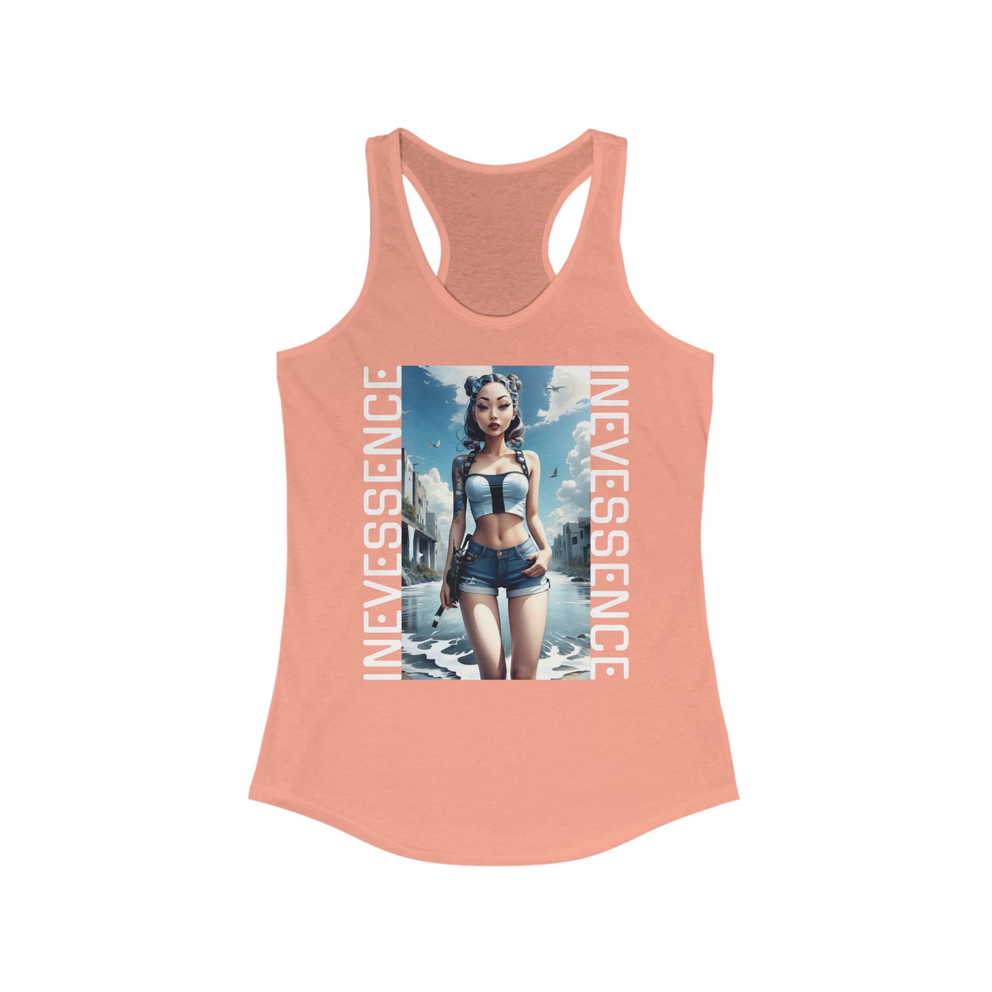 Beach Babe Model Racerback Tank, Women's Tank Top, Ideal Beach Clothing, Summer Racerback Tank, Beach Vacation Shirt, Women's Vacation Wear