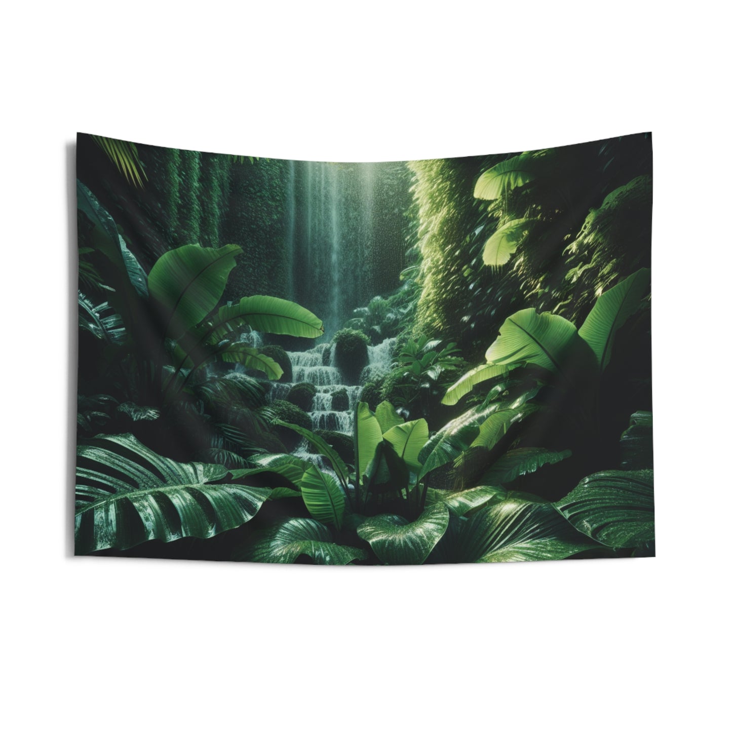 Wall Tapestries, Zen Forest Waterfall Tapestry, Meditation Room Decor, Nature Wall Hanging, Large Fabric Art, Relaxing Home Decoration, Boho