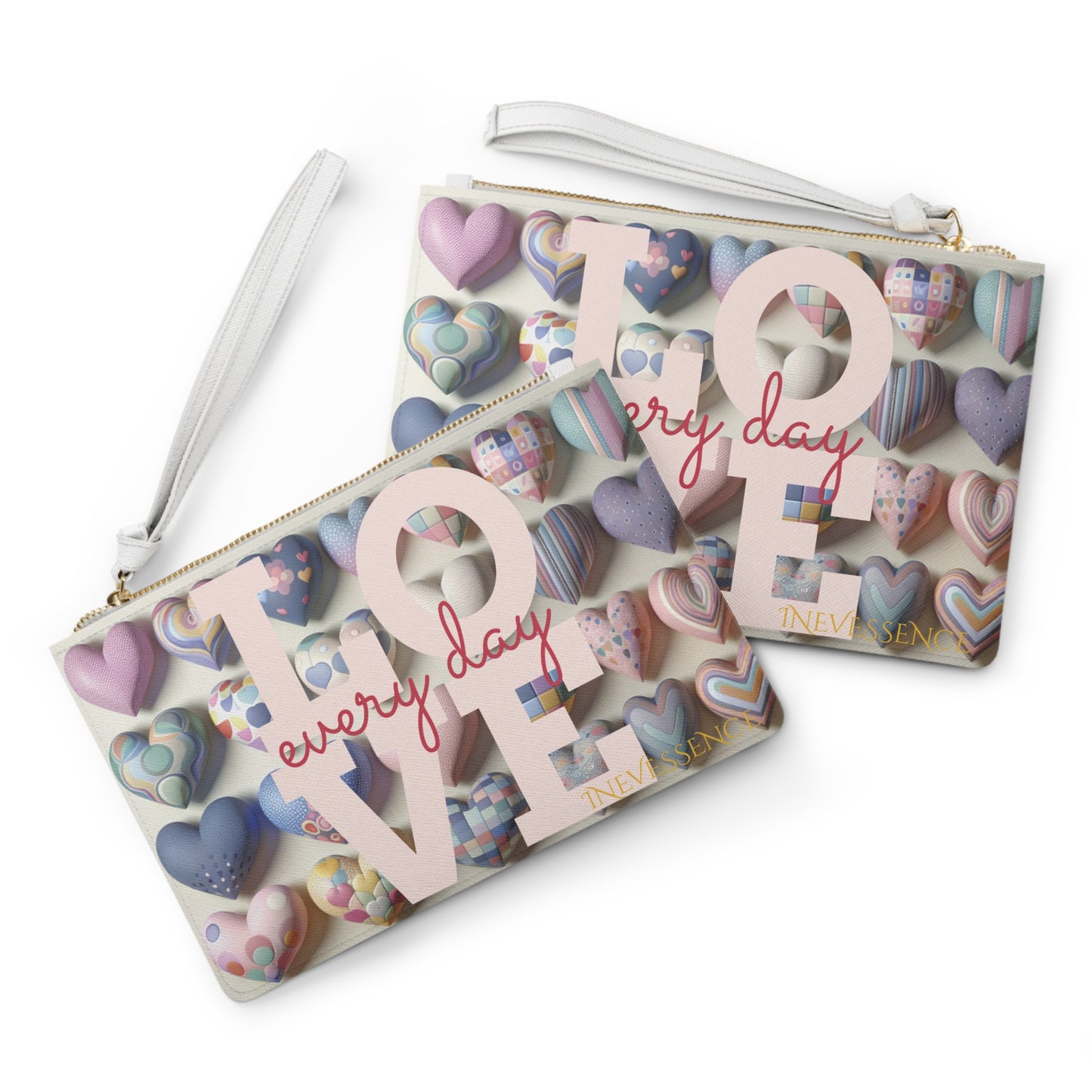 Heartfelt Love Clutch Bag, Affection Everyday Purse, Romantic Hearts Handbag, Valentine's Day Gift, Love Symbol Pouch, Gift for Her