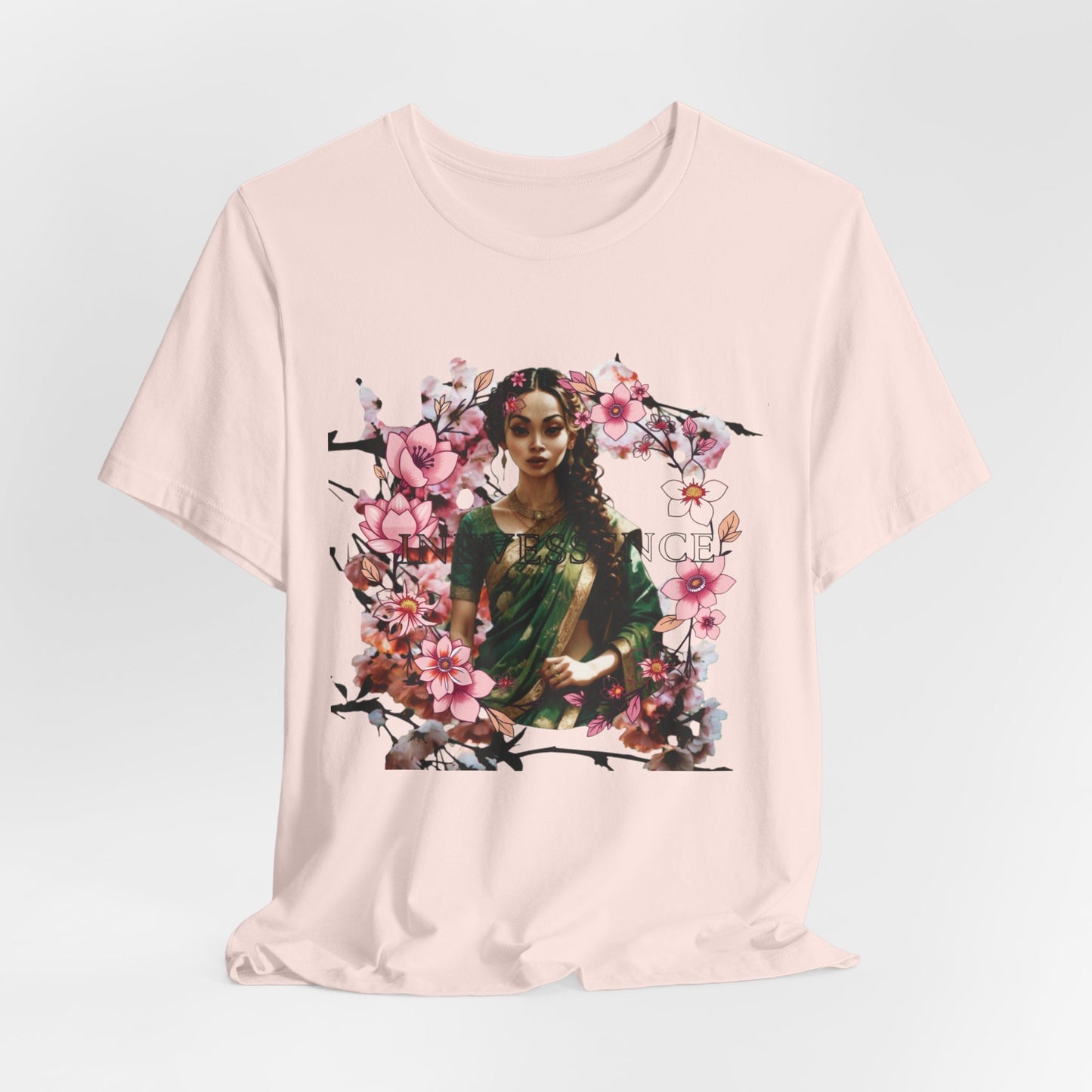 Cherry Blossom Apsara T-Shirt, Floral Tee, Unisex Short Sleeve Shirt, Spring Fashion Top, Asian Art Clothing