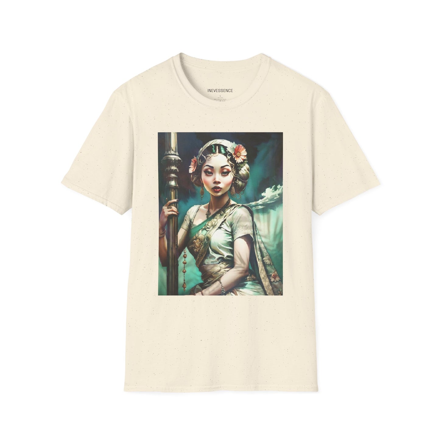 Apsara Civilian Holding a Staff Unisex T-Shirt, Hindu Mythology Tee, Ethnic Graphic Shirt, Mythological Art Top, Spiritual Gift