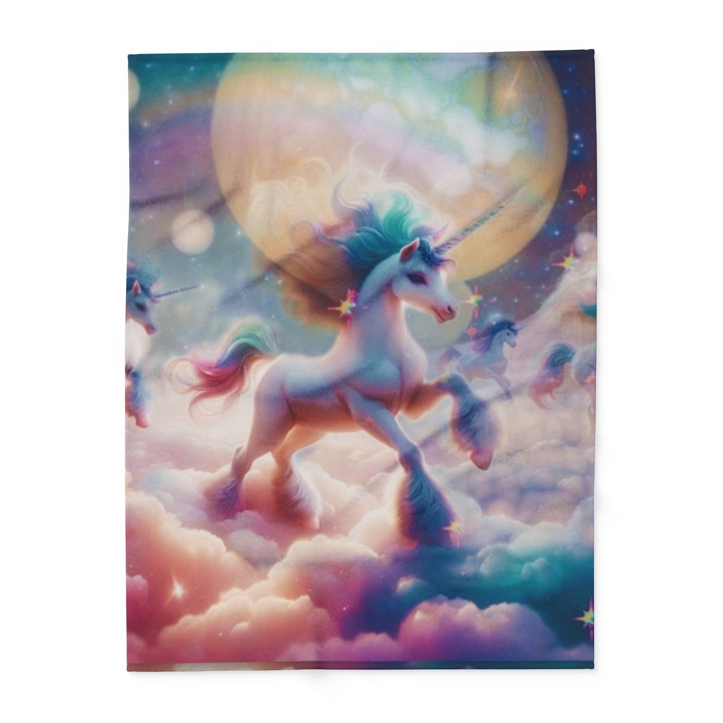 Fleece Blanket - Unicorn Dancing on Clouds Design