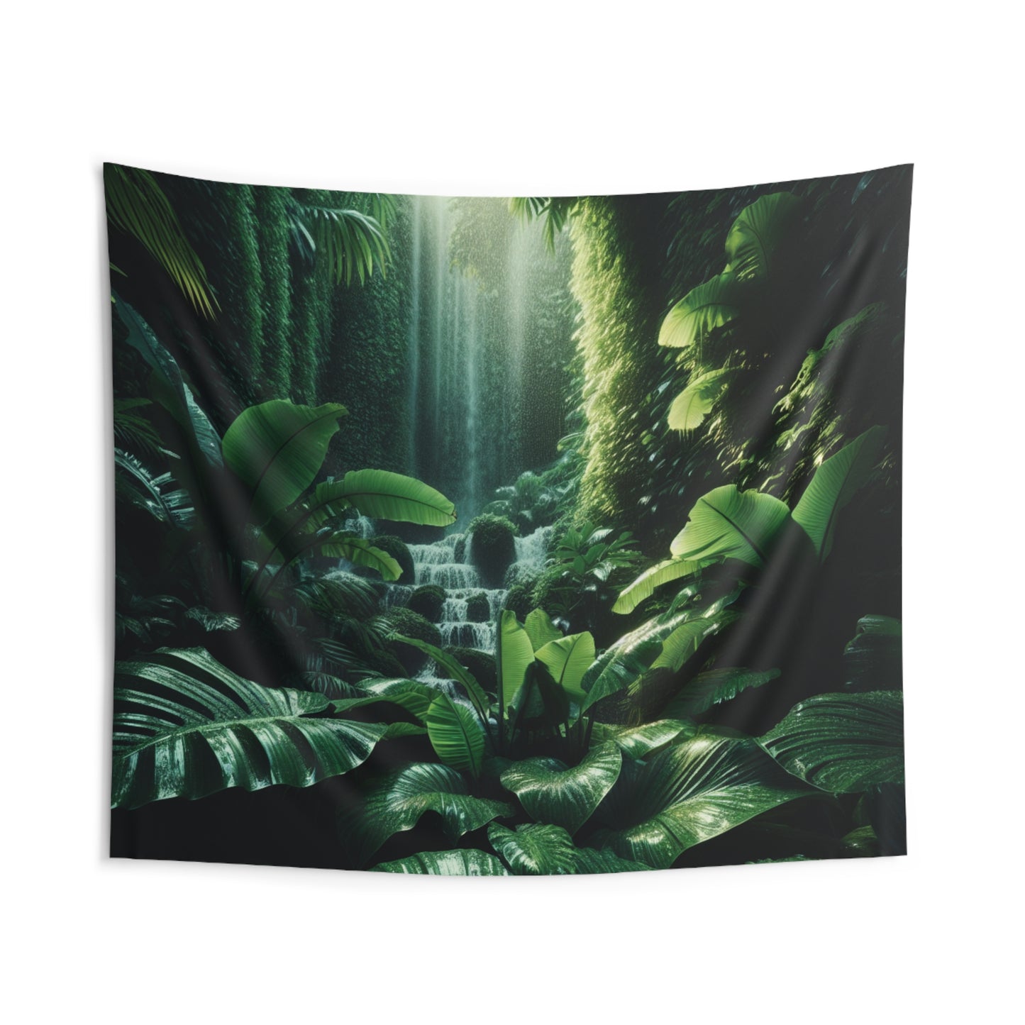 Wall Tapestries, Zen Forest Waterfall Tapestry, Meditation Room Decor, Nature Wall Hanging, Large Fabric Art, Relaxing Home Decoration, Boho