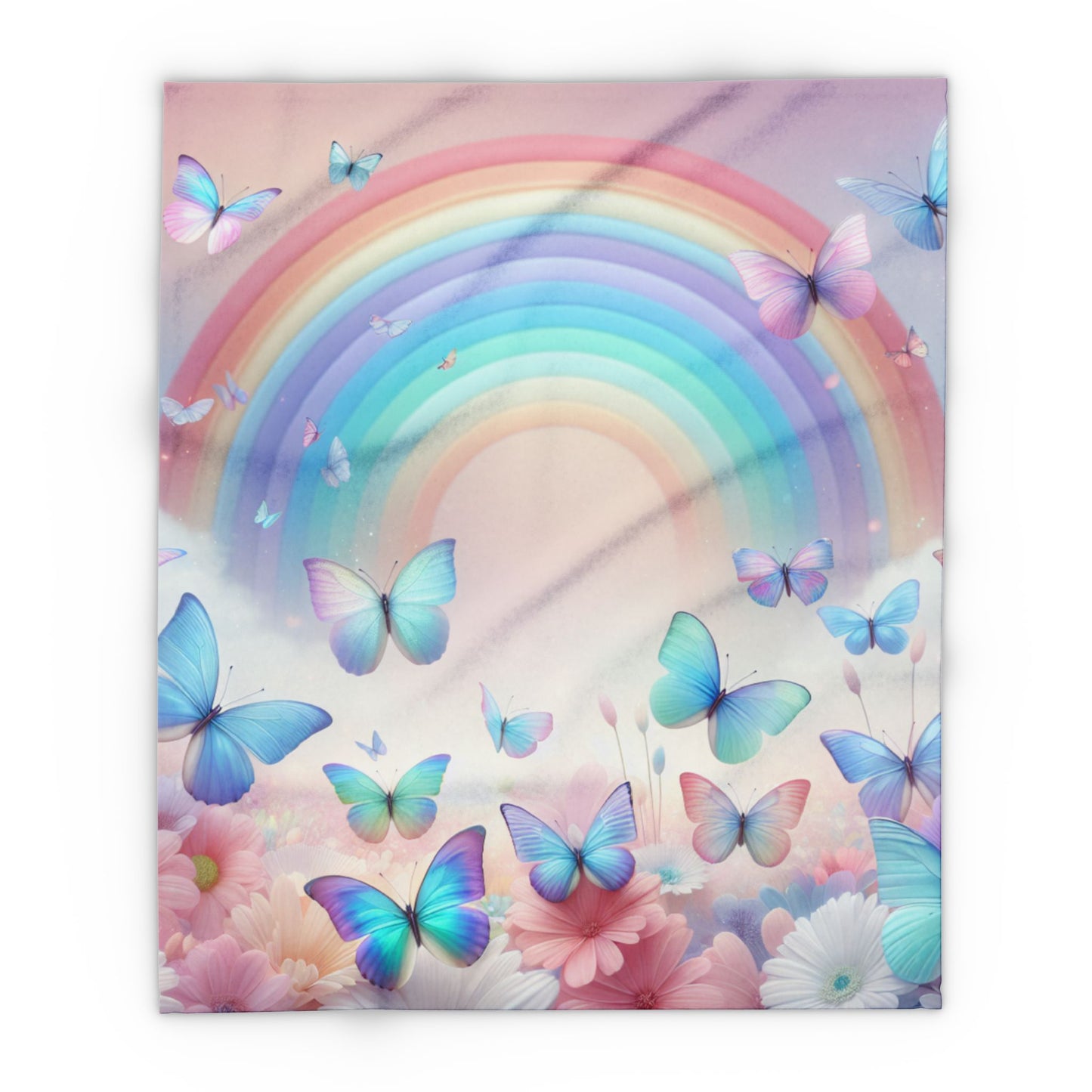 Fleece Blanket Butterflies and Rainbows