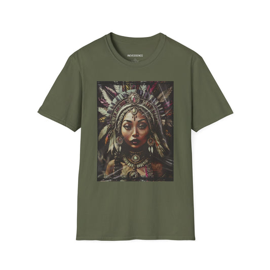 Native Tribal Woman Unisex Softstyle T-Shirt, Indigenous People Tee, Ethnic Graphic Shirt, Boho Chic Apparel, Southwest Style Top