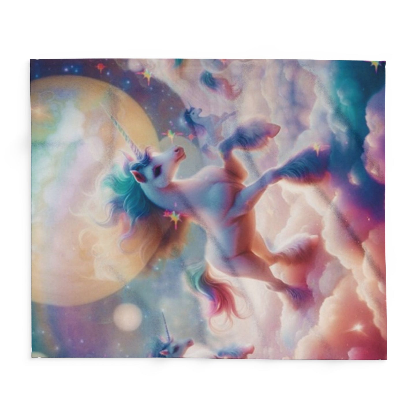 Fleece Blanket - Unicorn Dancing on Clouds Design