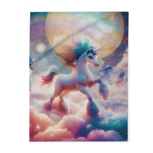 Fleece Blanket - Unicorn Dancing on Clouds Design