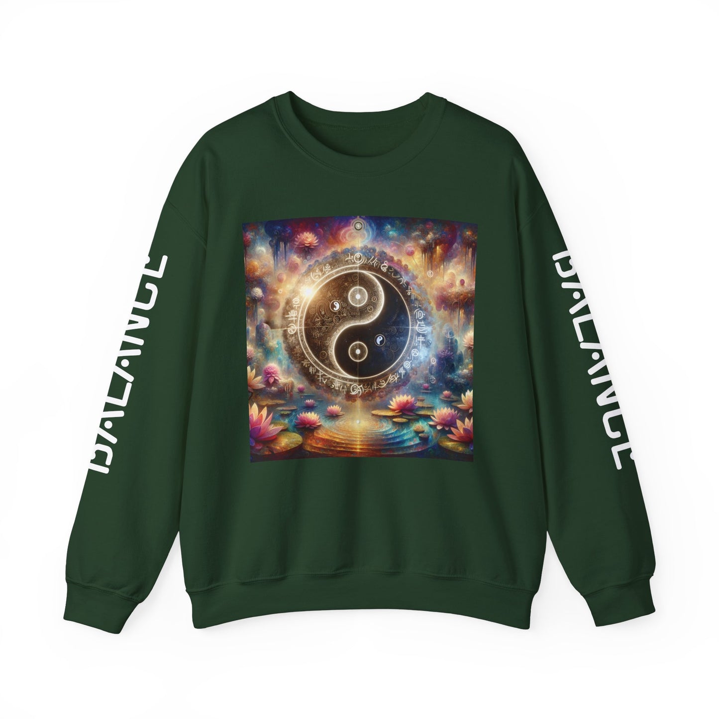 Yin Yang Lotus Sweatshirt, Harmony Balance Zen Jumper, Lotus Flower Crewneck, Meditative Lilies Pullover, Unisex Meditation Hoodie,