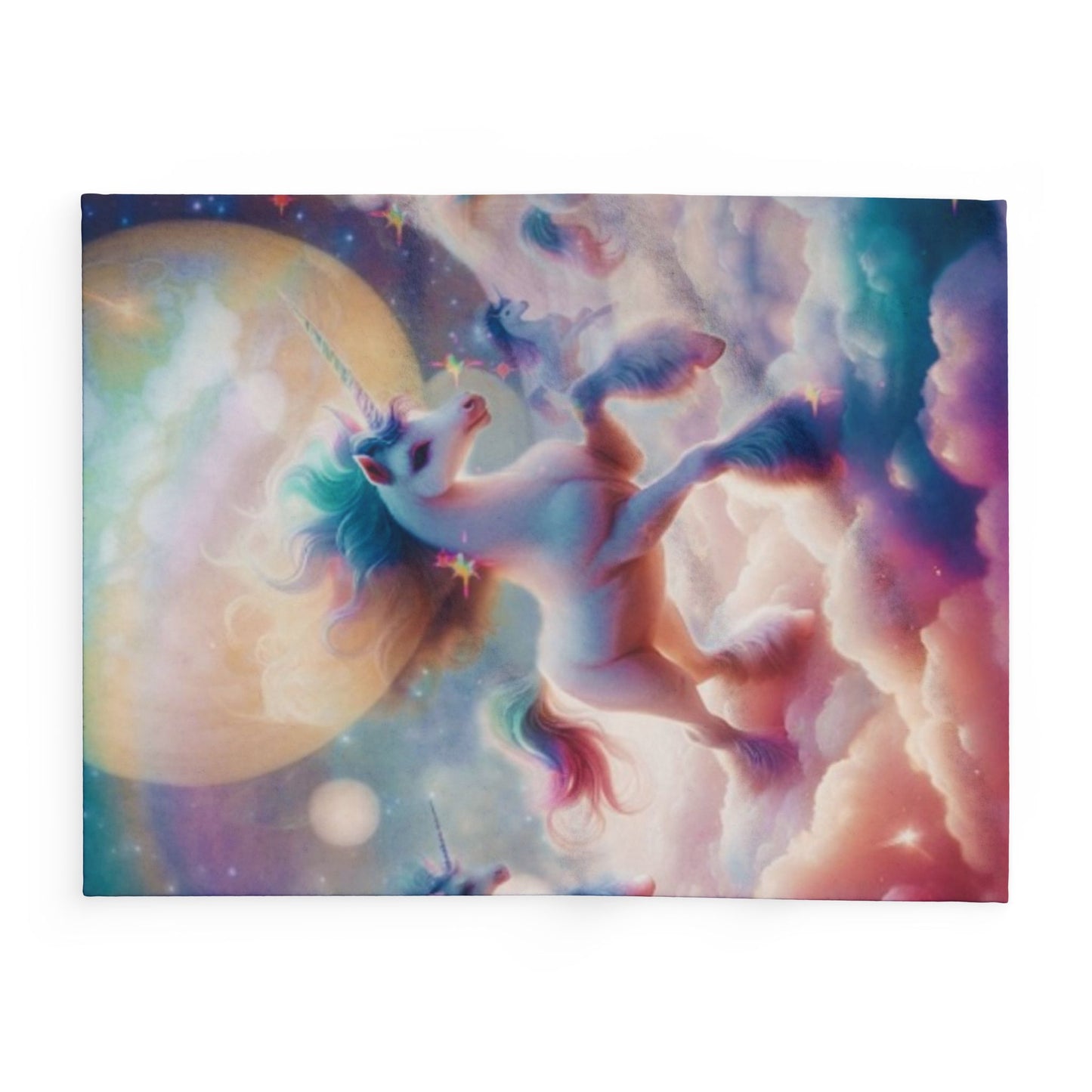 Fleece Blanket - Unicorn Dancing on Clouds Design