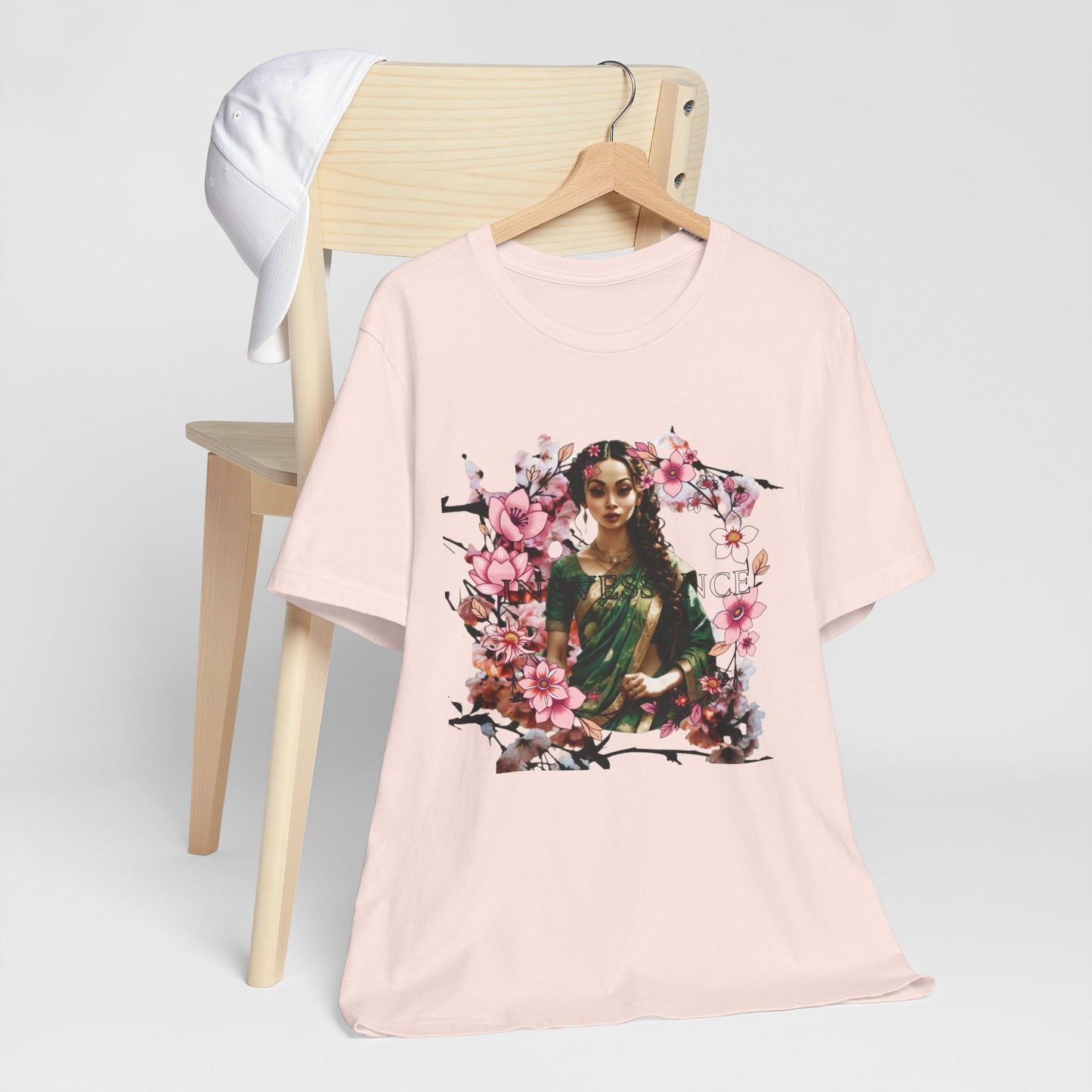 Cherry Blossom Apsara T-Shirt, Floral Tee, Unisex Short Sleeve Shirt, Spring Fashion Top, Asian Art Clothing