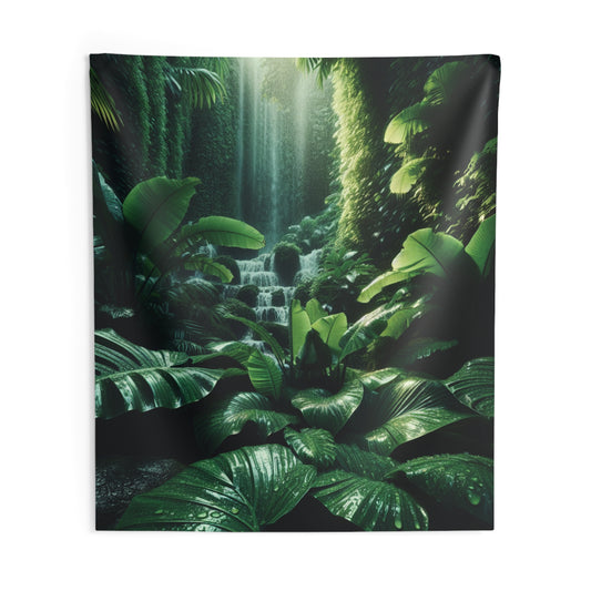 Wall Tapestries, Zen Forest Waterfall Tapestry, Meditation Room Decor, Nature Wall Hanging, Large Fabric Art, Relaxing Home Decoration, Boho