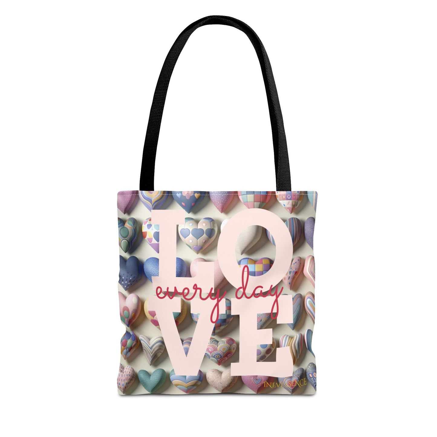 Heartfelt Love Everyday Tote Bag, Romantic Canvas Carryall, Sweetheart Shoulder Bag, Love Quote Shopping Tote, Heart Pattern Grocery Bag,