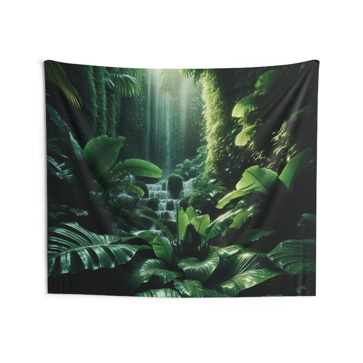 Wall Tapestries, Zen Forest Waterfall Tapestry, Meditation Room Decor, Nature Wall Hanging, Large Fabric Art, Relaxing Home Decoration, Boho