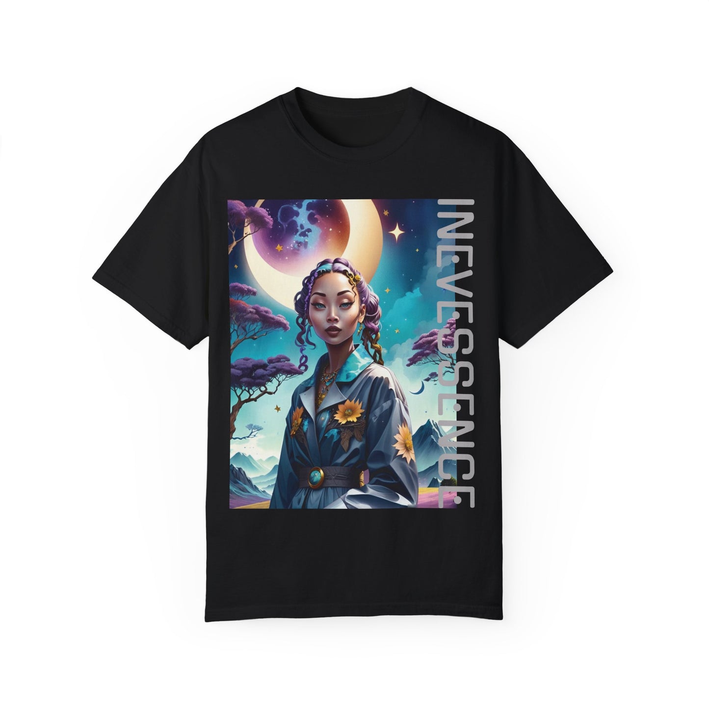 Crescent Moonlight Princess T-Shirt, Sterne Nachthimmel Boho T-Shirt, Himmlische Phasen Mond Top, Mystisches Grafik Shirt, Astrologie Geschenk für Sie,