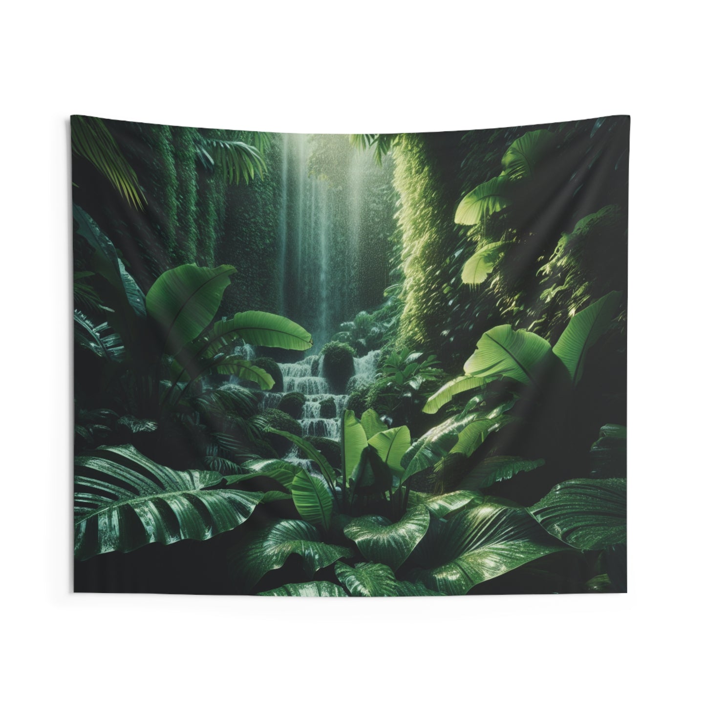 Wall Tapestries, Zen Forest Waterfall Tapestry, Meditation Room Decor, Nature Wall Hanging, Large Fabric Art, Relaxing Home Decoration, Boho