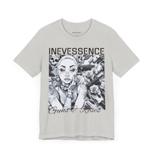 INEVESSENCE Guns and Roses Unisex Tee, Streetwear Graphic Shirt, Cool Unisex T-shirt, Trendy Men's Clothing, Hipster Women's Top