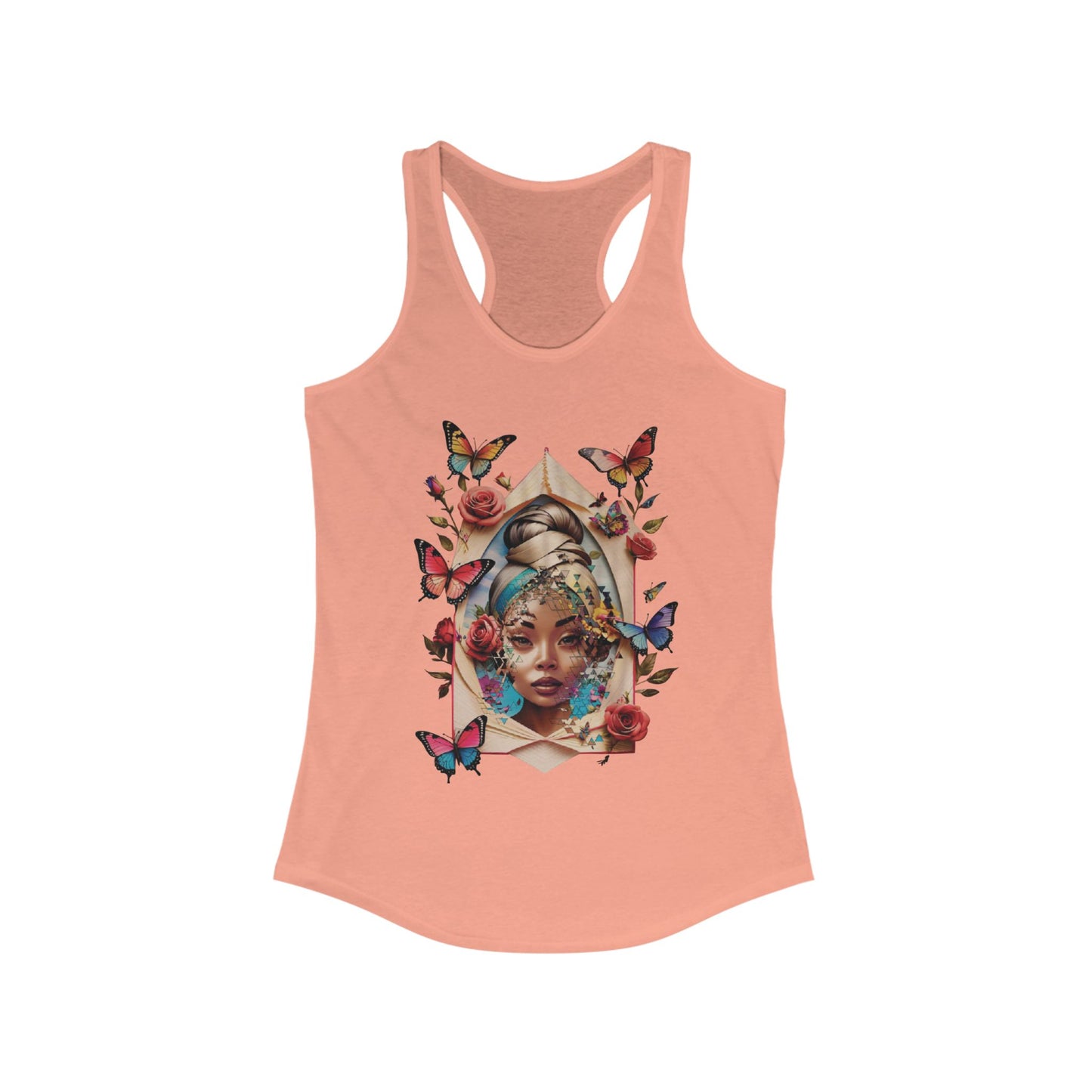 Racerback Tank, Framed Butterfly Girl Tank Top, Women's Tank, Graphic Tee, Summer Sleeveless Shirt, Nature Lover Gift