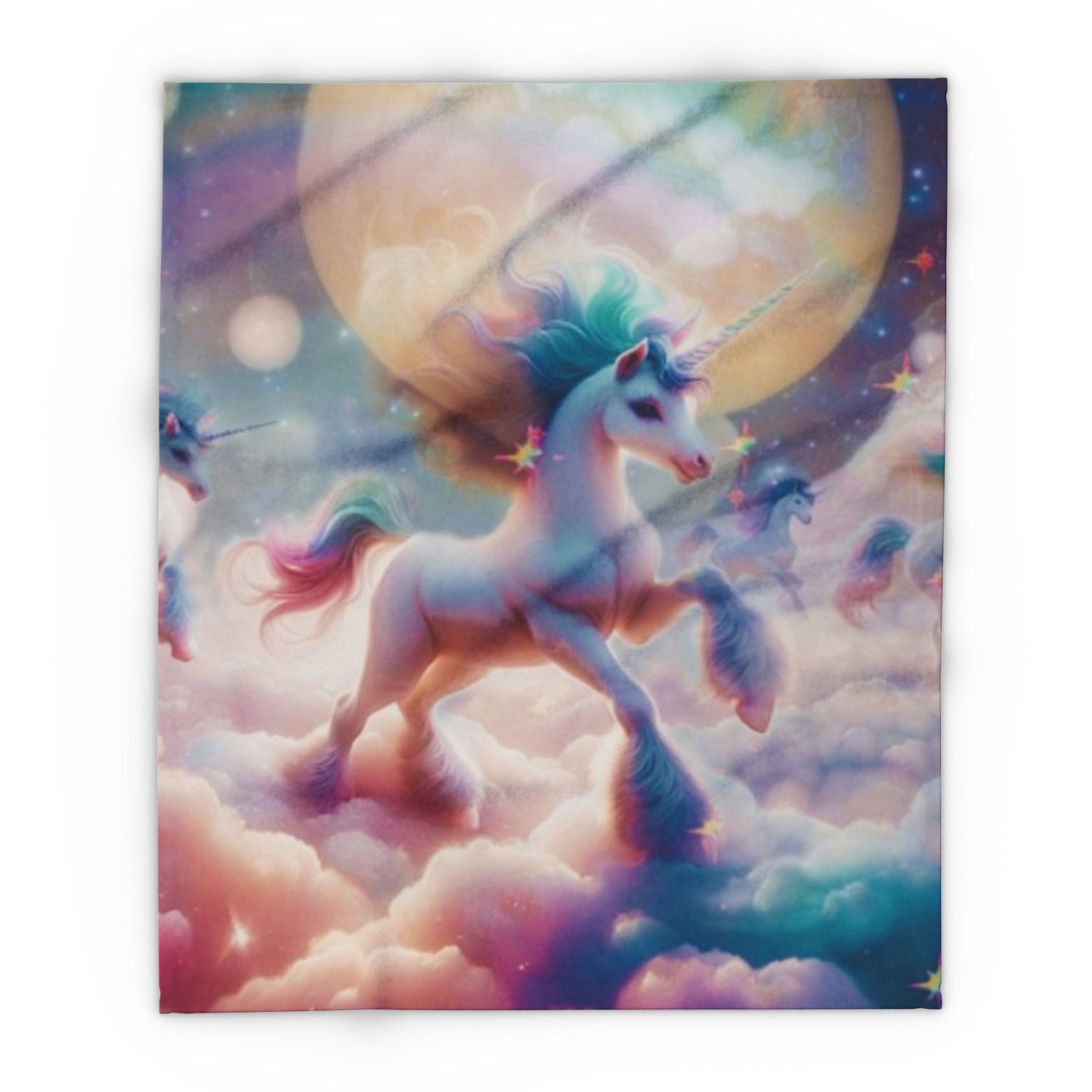 Fleece Blanket - Unicorn Dancing on Clouds Design